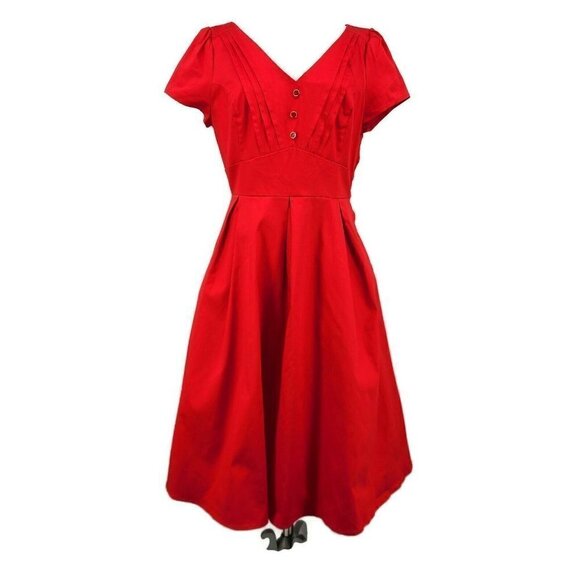 New Hearts and Roses Red Swing Dress Womens 14 Plus Short Sleeve - Picture 1 of 8